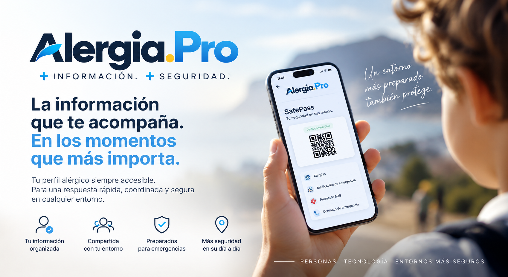 SafePass en Alergia.Pro: perfil alérgico compartido por QR desde el teléfono